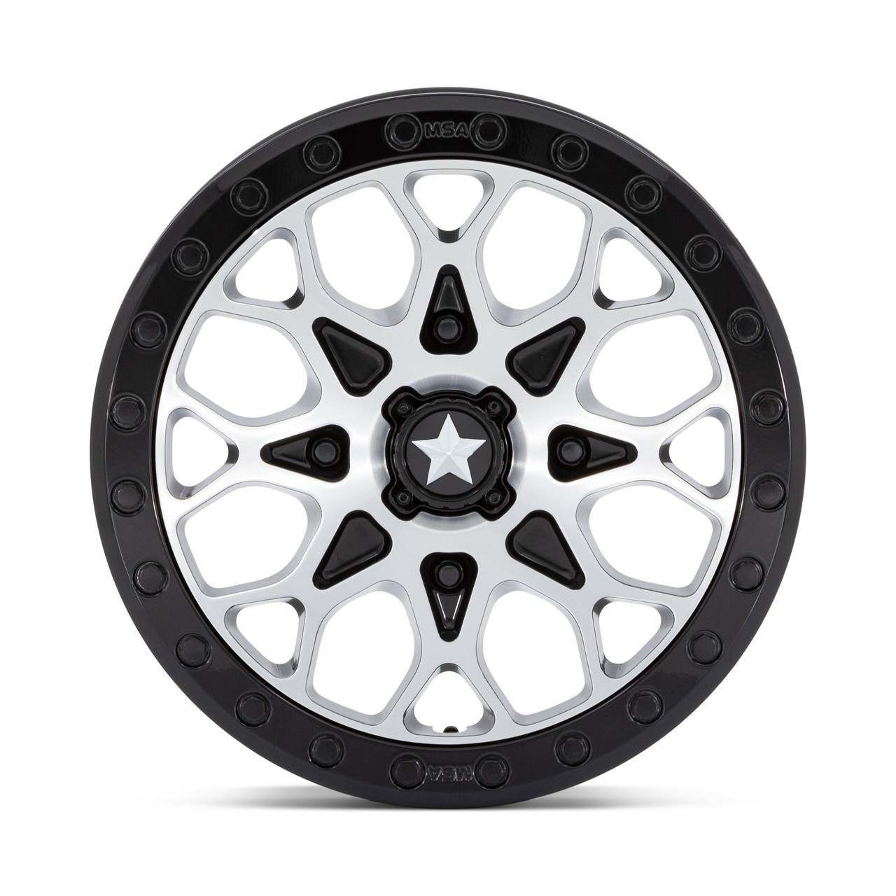 MSA Offroad Wheels M48 Portal Beadlock 15x6 4x137 Black Machine Black Wheel 15"