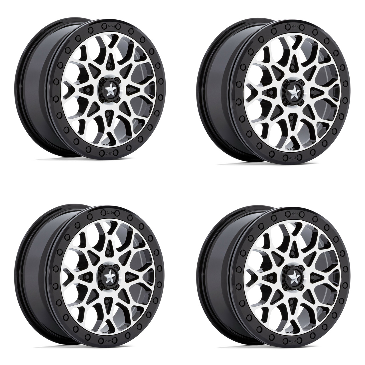 Set 4 MSA Offroad M48 Portal Beadlockx6 4x156 Black Machine Black Wheels 38mm