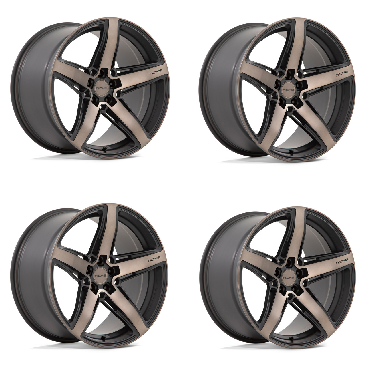 Set 4 Niche  M271 Teramo 20x11 5x4.5 Black Double Tint Face Wheels 20" 50mm