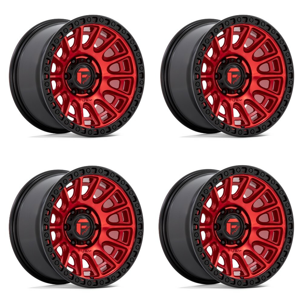 Set 4 20" Fuel D834 Cycle 20x9 5x5 1mm Wheels Candy Red Black Ring Truck Rims