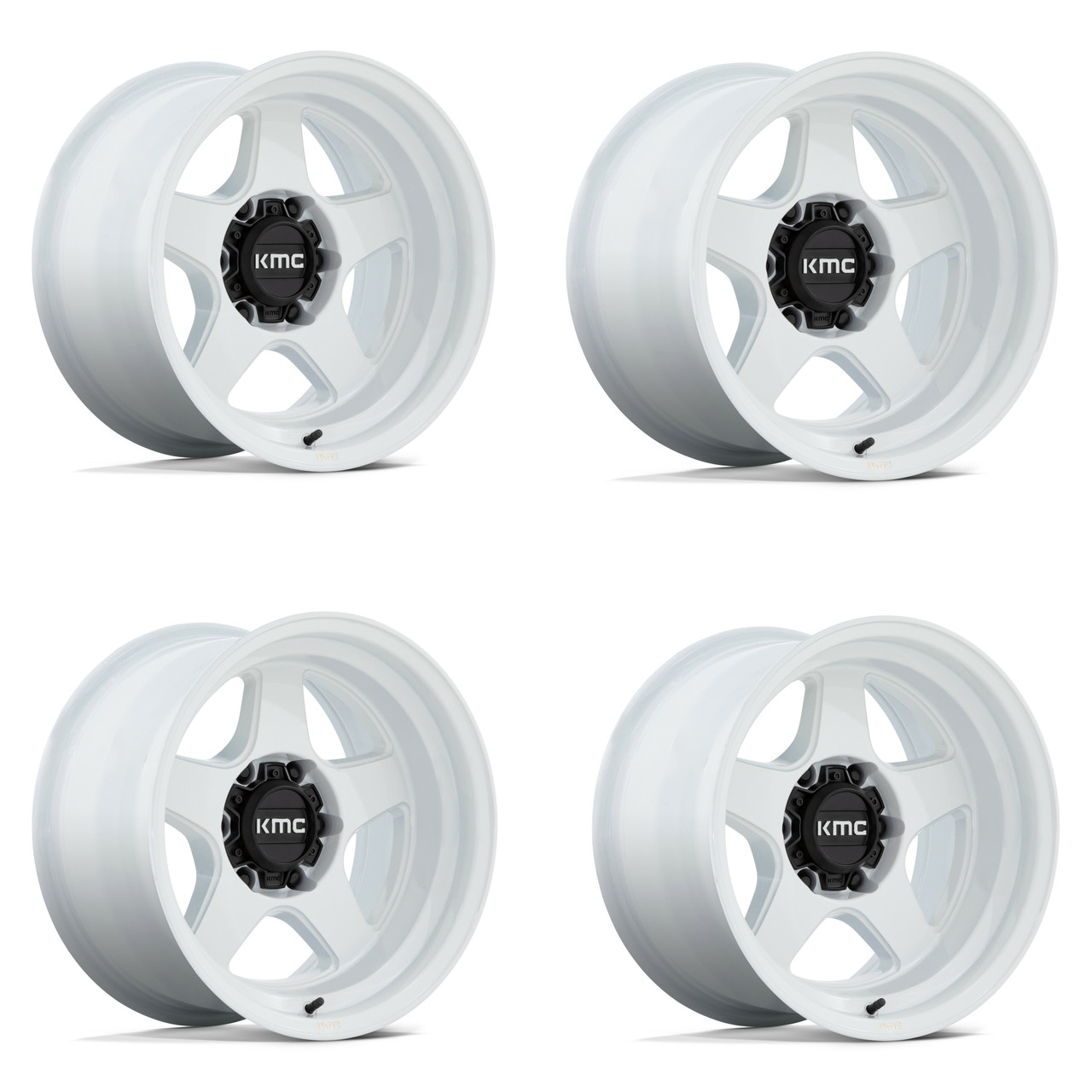 Set 4 KMC KM728 Lobo 17x8.5 6x5.5 Gloss White Wheels 17" -10mm Rims