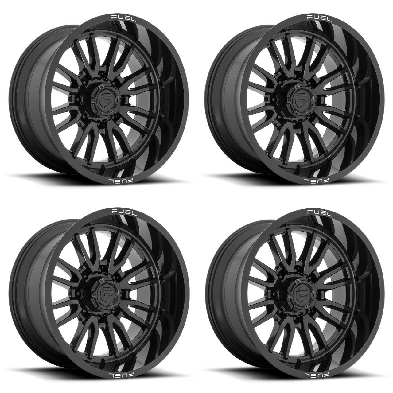Set 4 20" Fuel 1PC D760 Clash 20x9 8x6.5 20mm Gloss Black Wheels Truck Rims