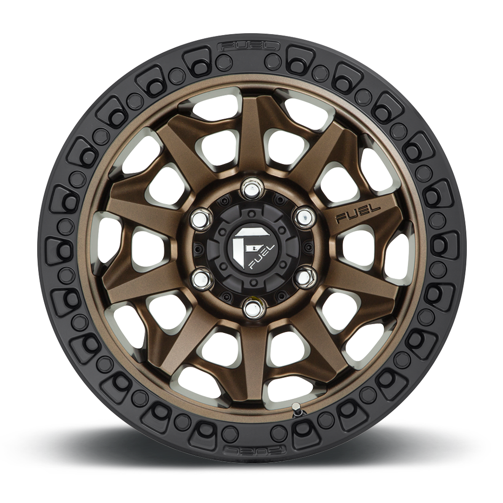 18" Fuel 1PC D696 Covert 18x9 8x6.5 -12mm Wheel Matte Bronze Black Bead Ring Rim