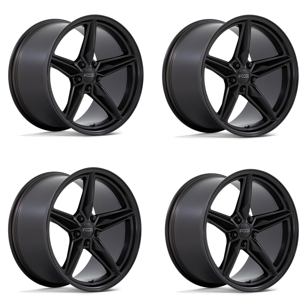 Set 4 19" Foose F175 CF8 19x11 5x4.5 Matte Black Wheels 50mm Rims
