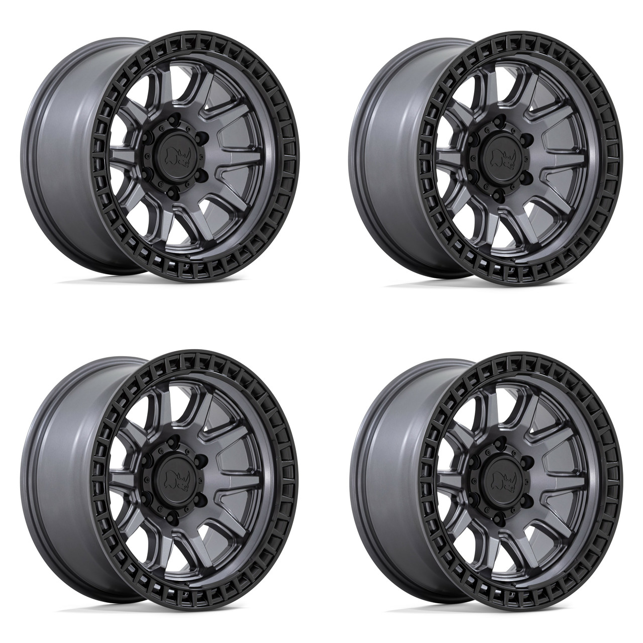 Set 4 Black Rhino Calico 17x8.5 5x4.5 Matte Gunmetal Matte Black Wheels 17" 34mm