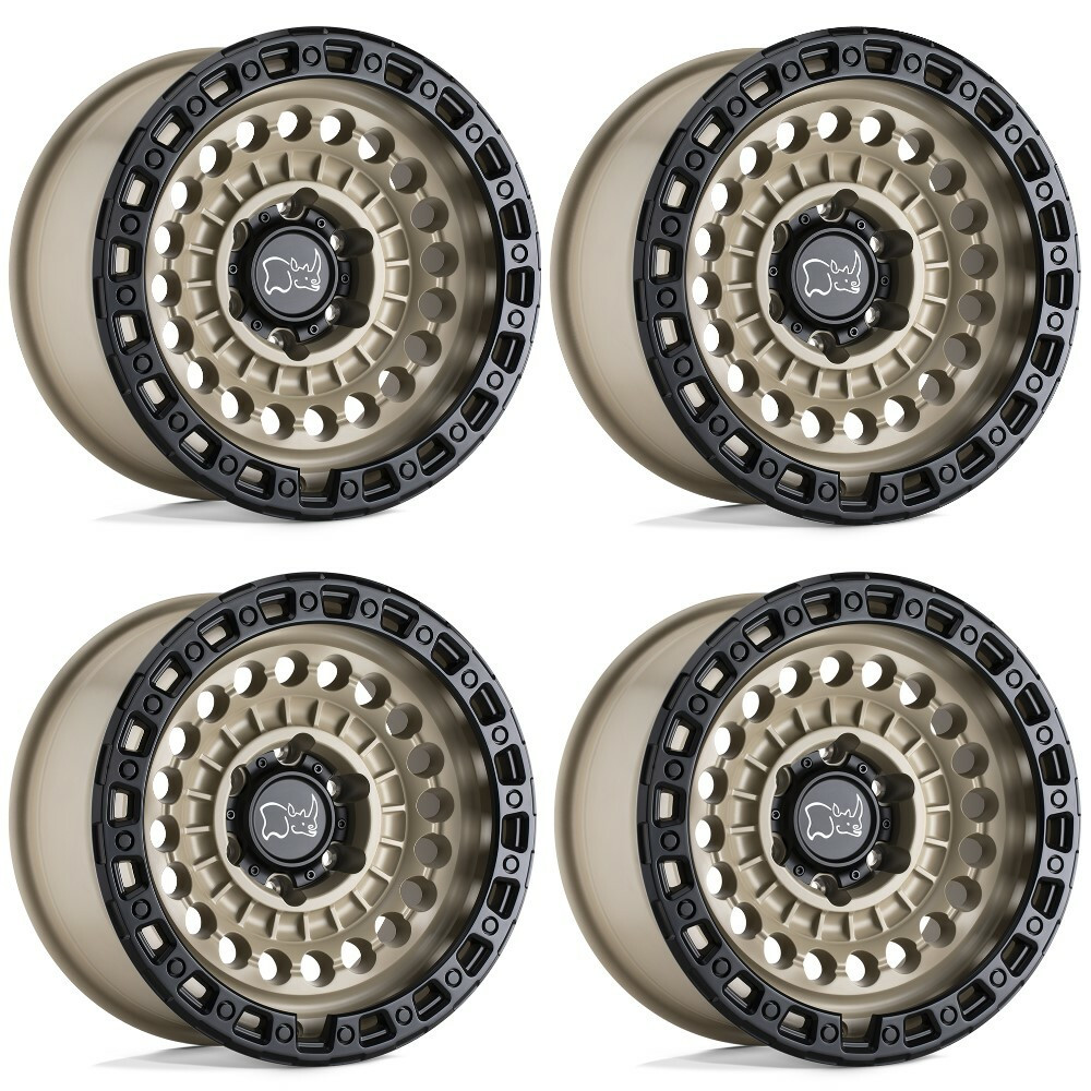 Set 4 Black Rhino Sentinel 20x9.5 8x6.5 Desert Sand Black Ring Wheels 20"