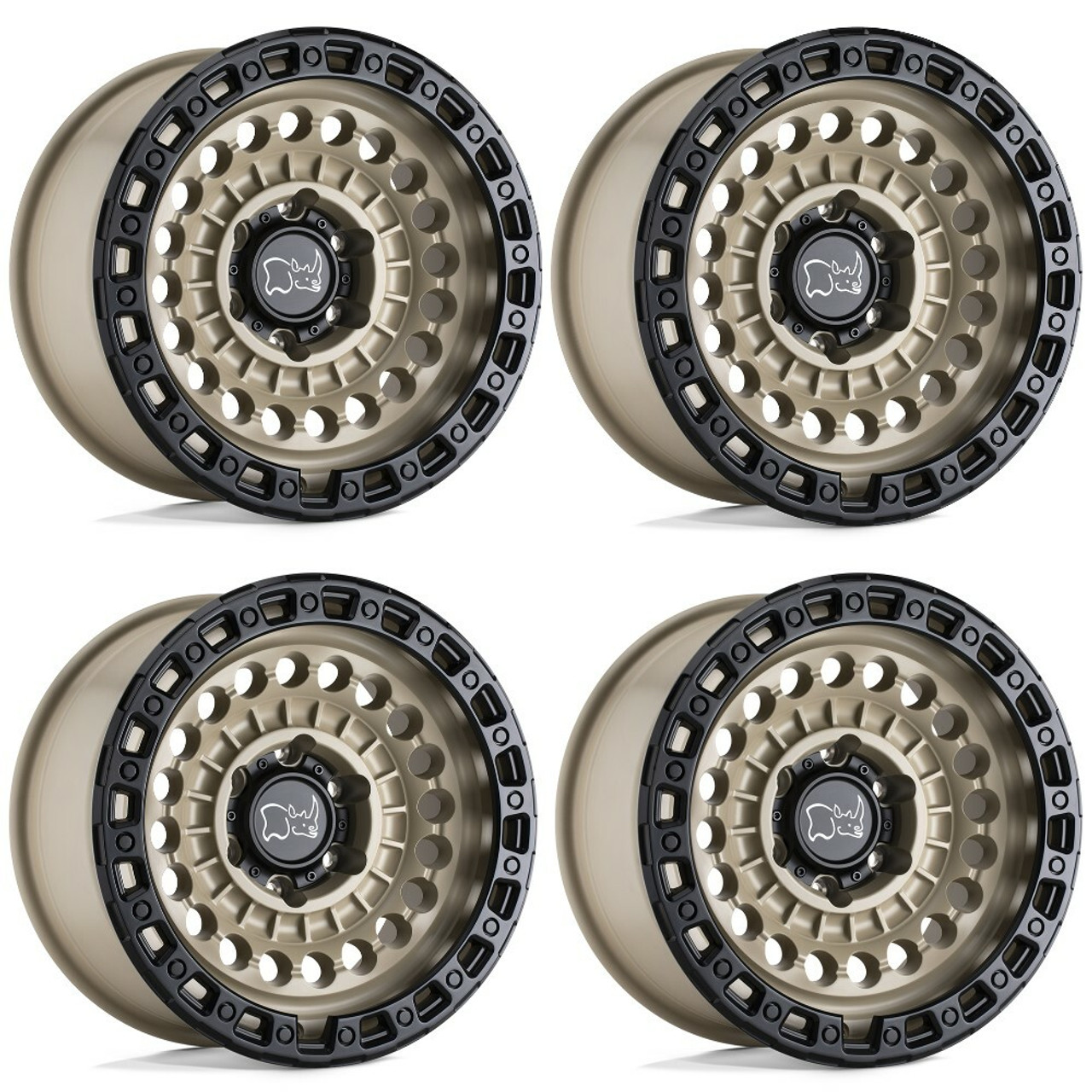 Set 4 Black Rhino Sentinel 17x8.5 8x6.5 Desert Sand W/ Black Ring Wheels 17"