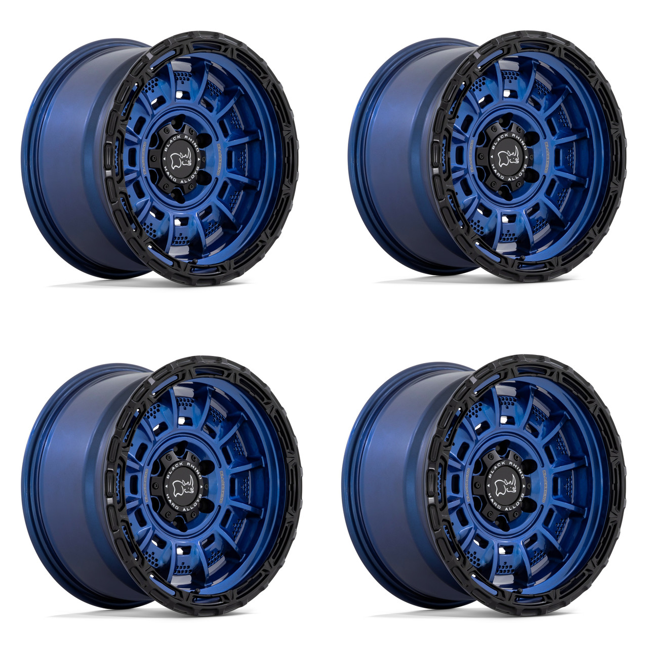 Set 4 Black Rhino Legion 20x10 8x180 Cobalt Blue With Black Lip Wheels 20" -18mm