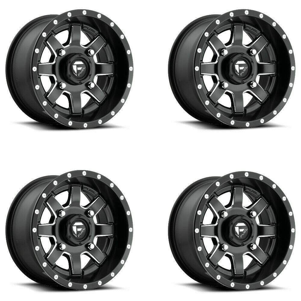Set 4 Fuel UTV D538 Maverick 15x10 4x137 Matte Black Milled Wheels 15" 0mm Rims