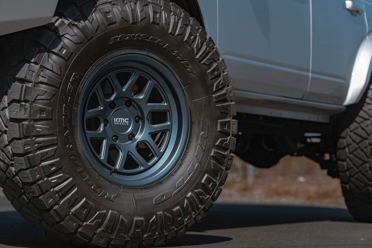 Set 4 KMC KM446 Mesa Forged Monoblock 17x8.5 6x135 Metallic Blue Wheels 17" 0mm
