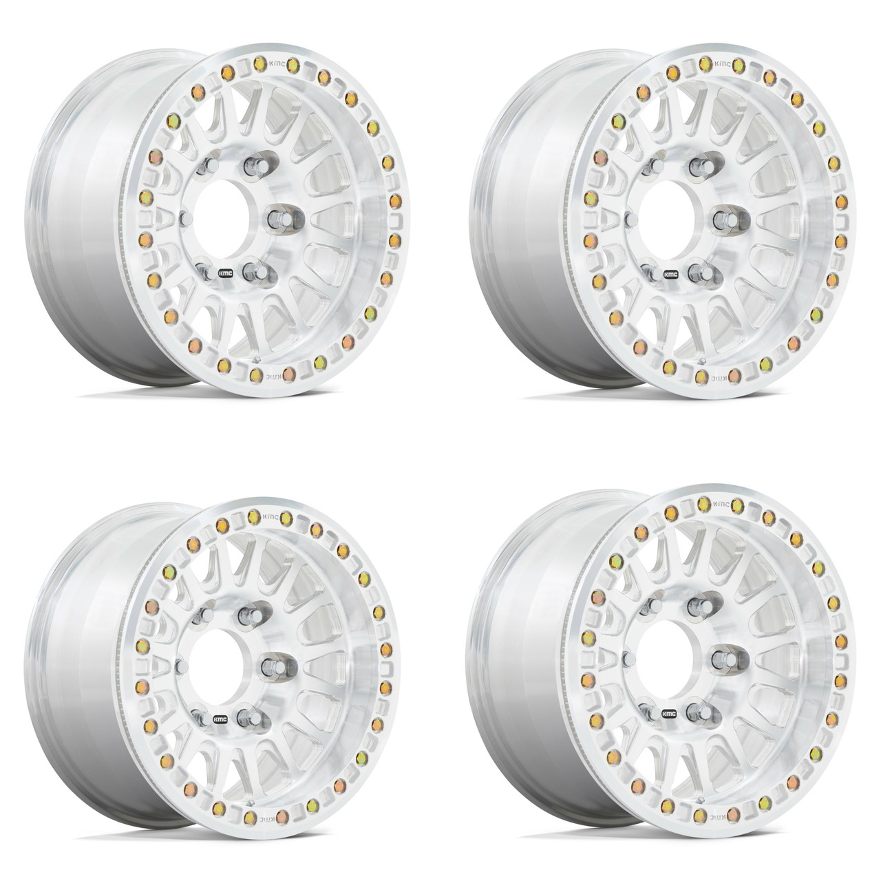 Set 4 KMC KM445 Impact Forged Beadlock 17x9 5x5.5 Raw Machined Wheels 17" -12mm
