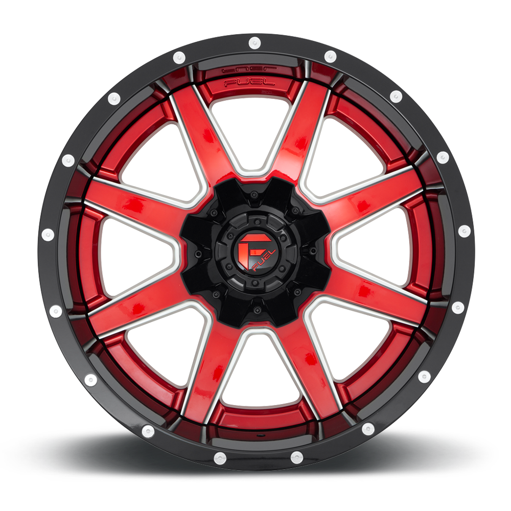 Fuel 2PC D250 Maverick 22x12 8x6.5 Gloss Red Wheel 22" -44mm Rim