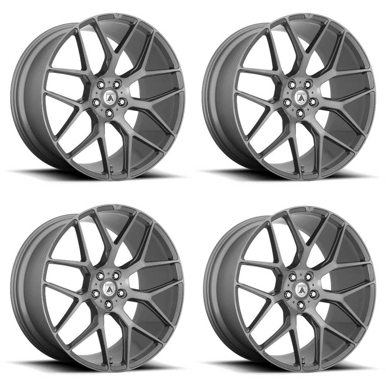 Set 4 Asanti Black ABL-27 Dynasty 22x10.5 5x130 Titanium Brushed Wheels 22" 25mm