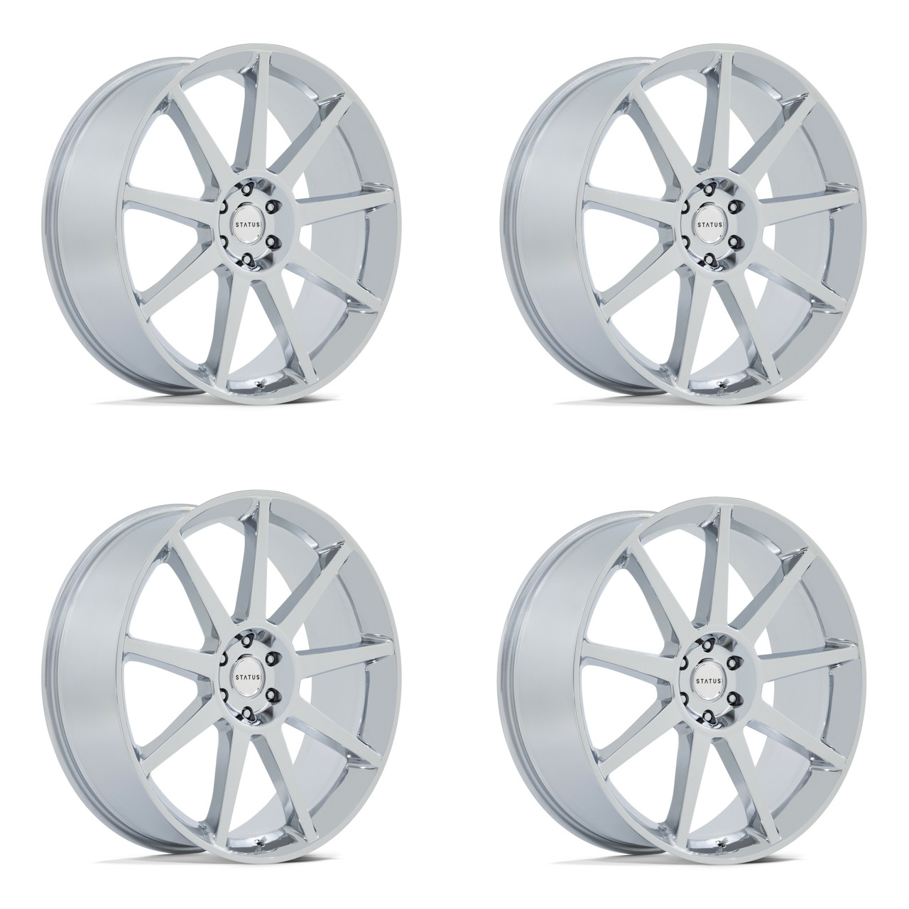 Set 4 Status Mammoth 22x9.5 5x4.5 Chrome Wheels 22" 30mm Rims