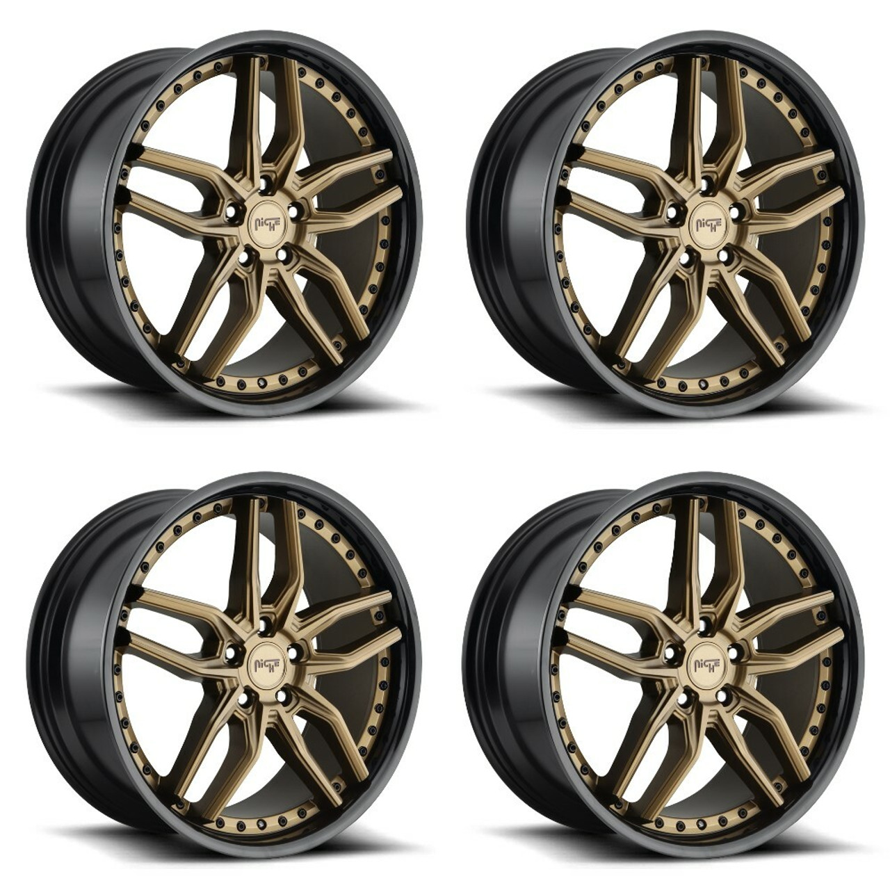 Set 4 Niche  M195 Methos 20x10.5 5x112 Bronze Black Bead Ring Wheels 20" 40mm