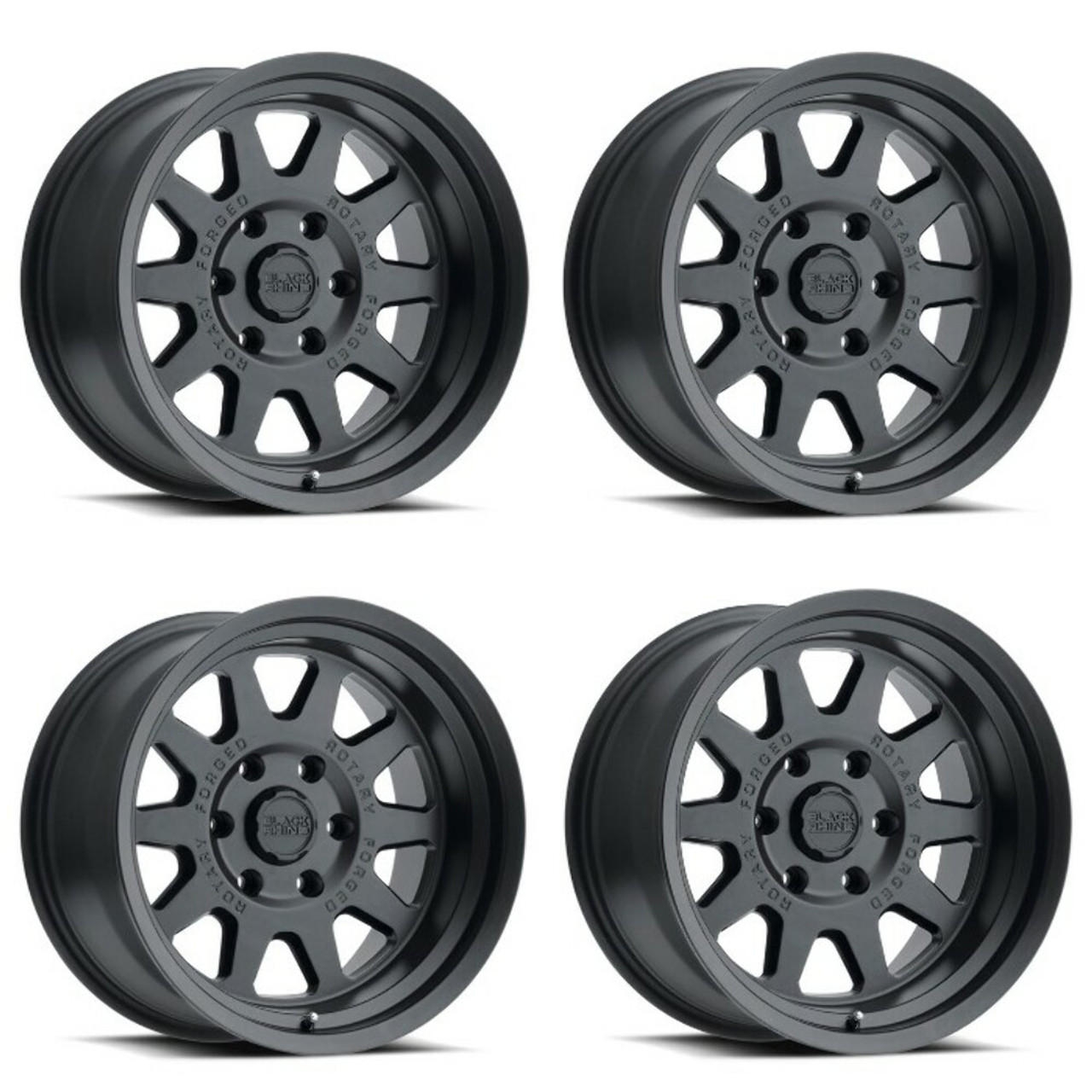 Set 4 Black Rhino Stadium 16x8 6x5.5 Matte Black Wheels 16" -10mm Truck Rims