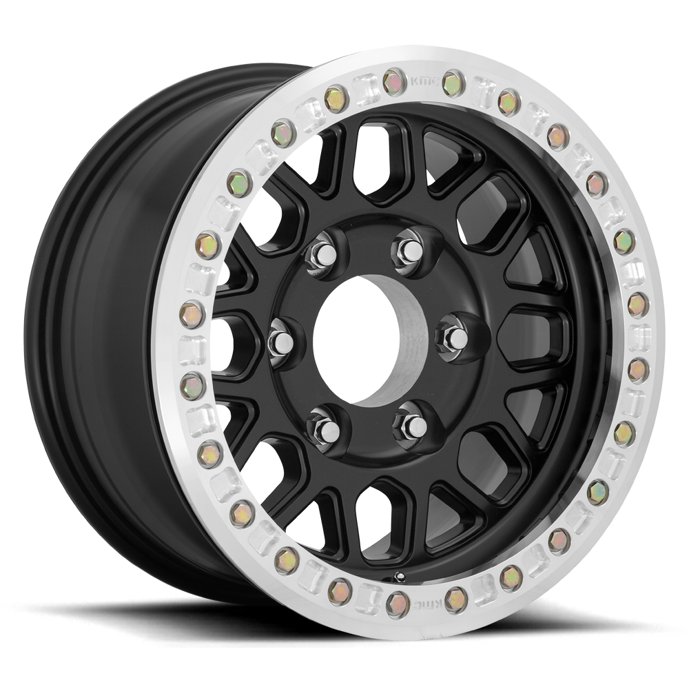 Set 4 20" KMC KM234 Grenade Desert Beadlock 20x9 8x6.5 Satin Black Wheels -12mm