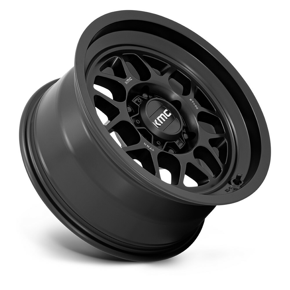 Set 4 18" KMC KM725 Terra 18x8.5 5x5 -10mm Satin Black Wheels Offroad Truck Rims