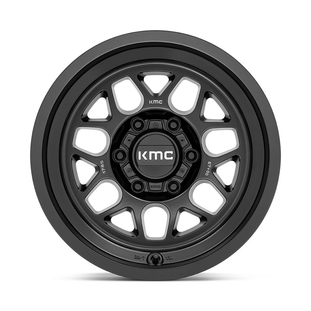 Set 4 18" KMC KM725 Terra 18x8.5 5x5 -10mm Satin Black Wheels Offroad Truck Rims