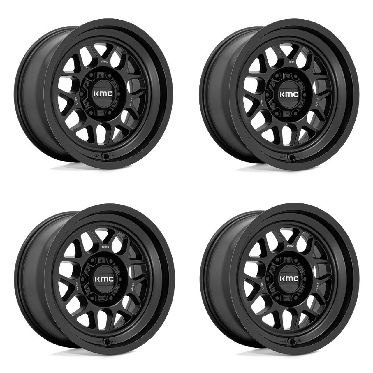 Set 4 KMC KM725 Terra 17x8.5 6x120 Satin Black Wheels 17" 0mm Rims