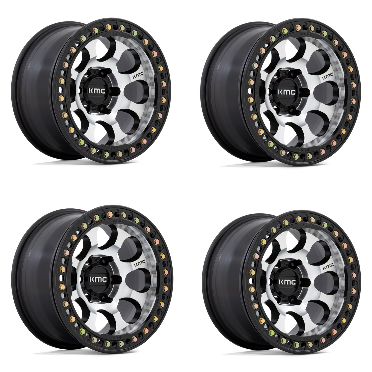 Set 4 KMC KM237 Riot Beadlock 17x9 6x135 Black Windows Black Wheels 17" 12mm