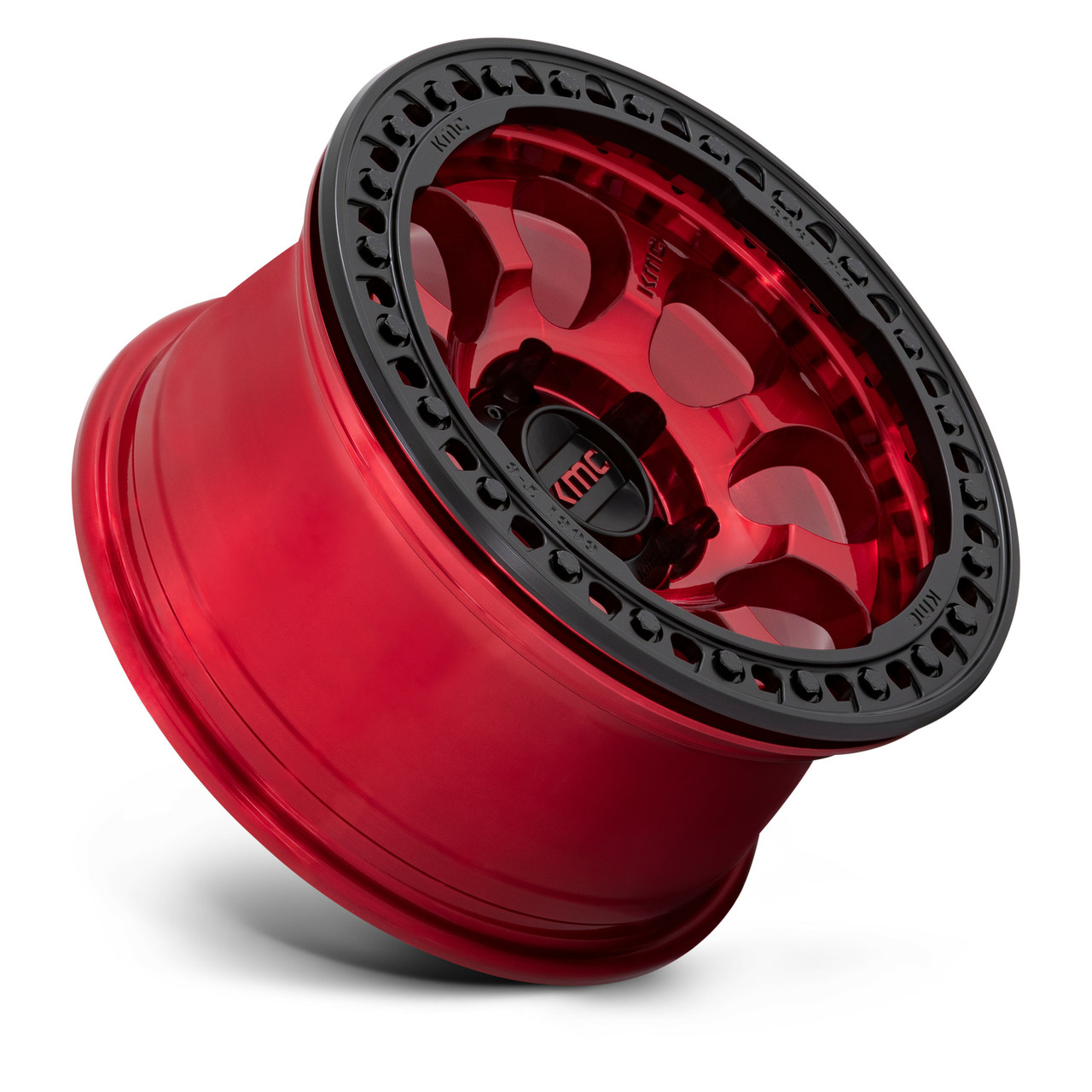 Set 4 KMC KM237 Riot Beadlock 17x9 6x5.5 Red With Black Ring Wheels 17" -38mm