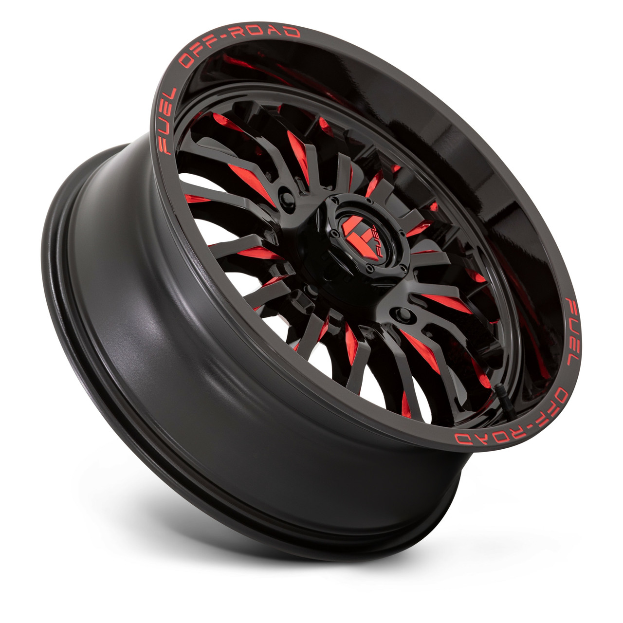 22" Fuel UTV D822 Arc UTV 22x7 4x137 Gloss Black Milled Red Wheel 13mm Rim