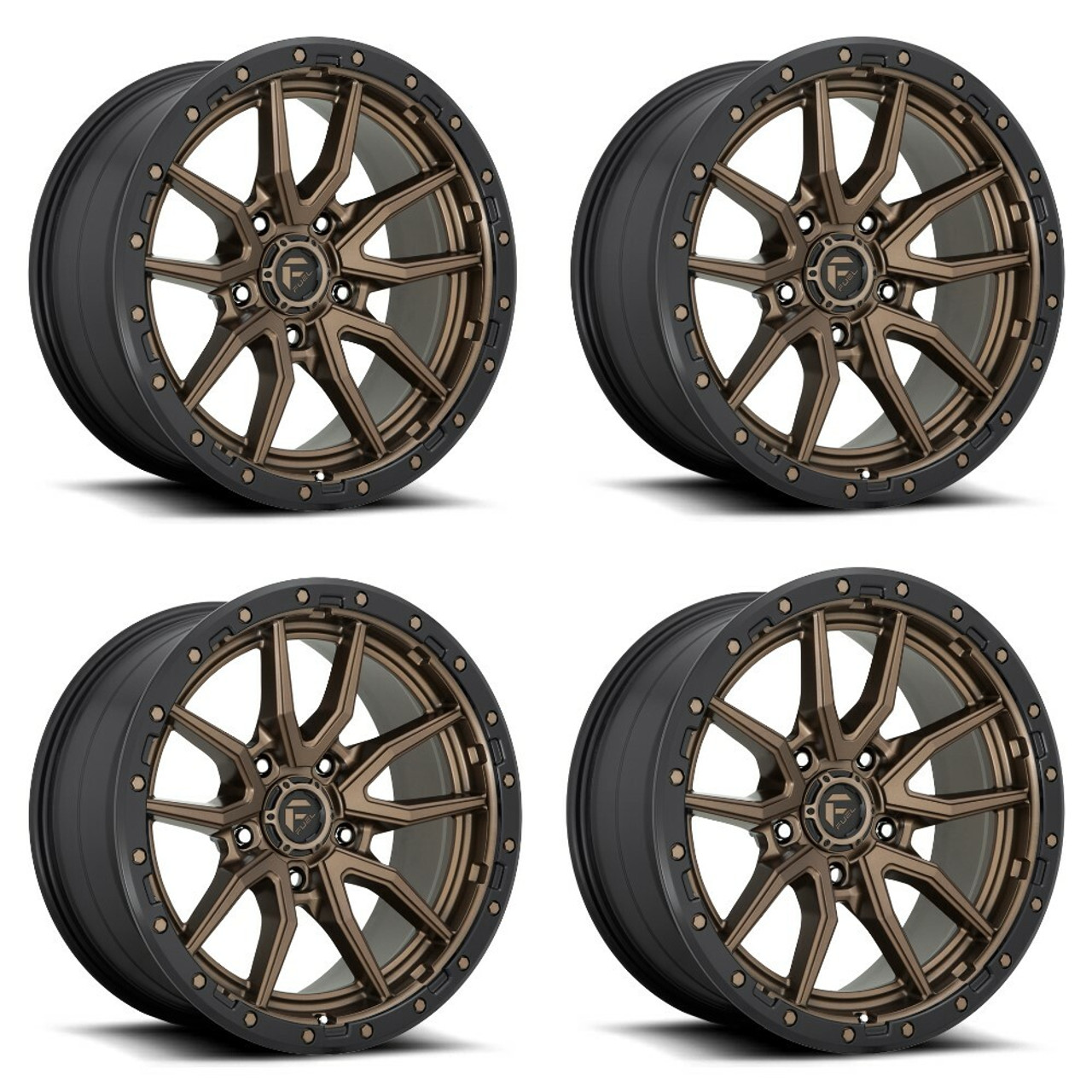 Set 4 Fuel D681 Rebel 20x10 5x5 Bronze Black Bead Ring Wheels 20" -18mm Set 4 Fuel D681 Rebel 20x10 5x5 Bronze Black Bead Ring Wheels 20" -18mm