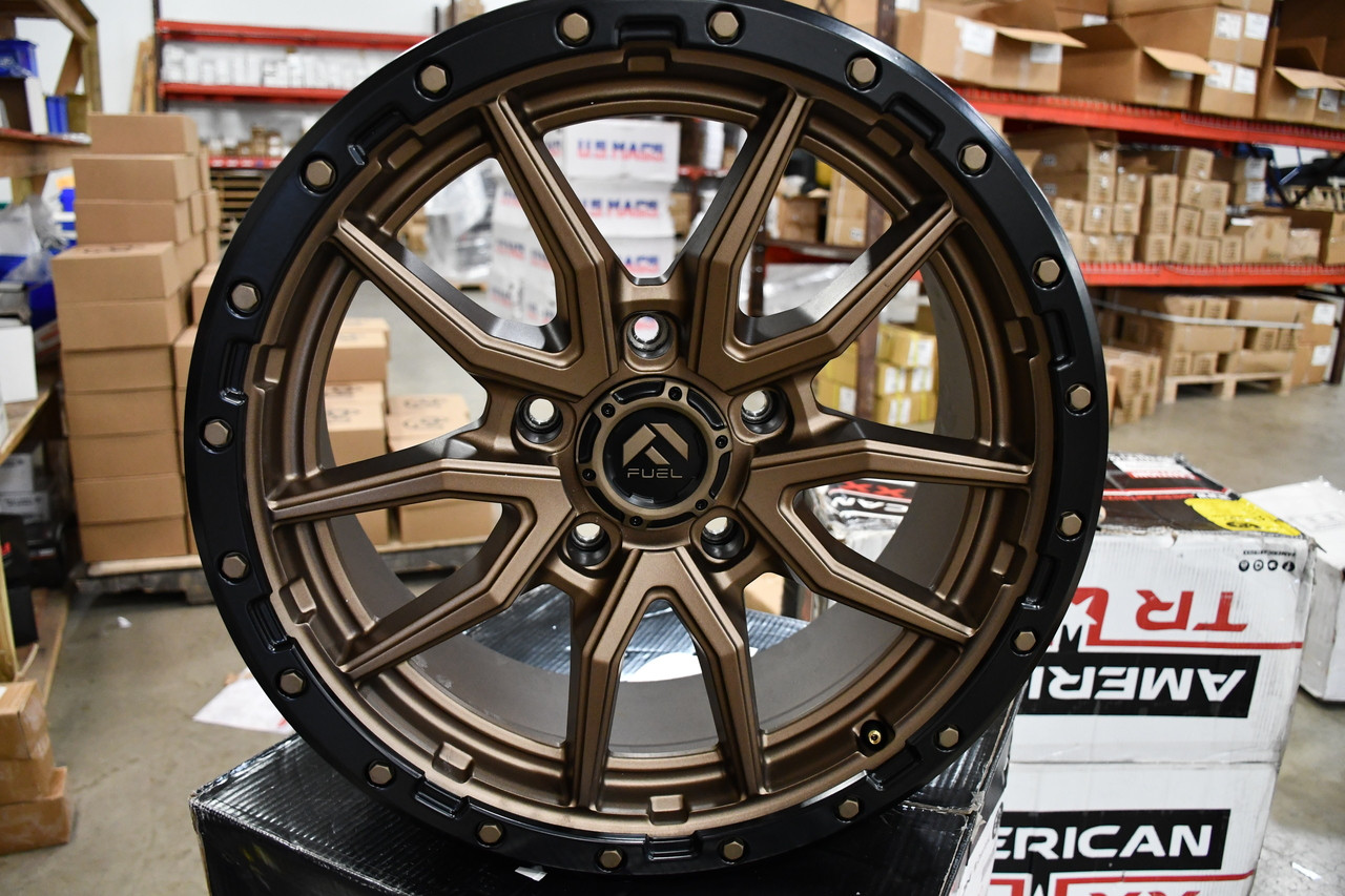 Set 4 Fuel D681 Rebel 20x10 5x5 Bronze Black Bead Ring Wheels 20" -18mm Set 4 Fuel D681 Rebel 20x10 5x5 Bronze Black Bead Ring Wheels 20" -18mm