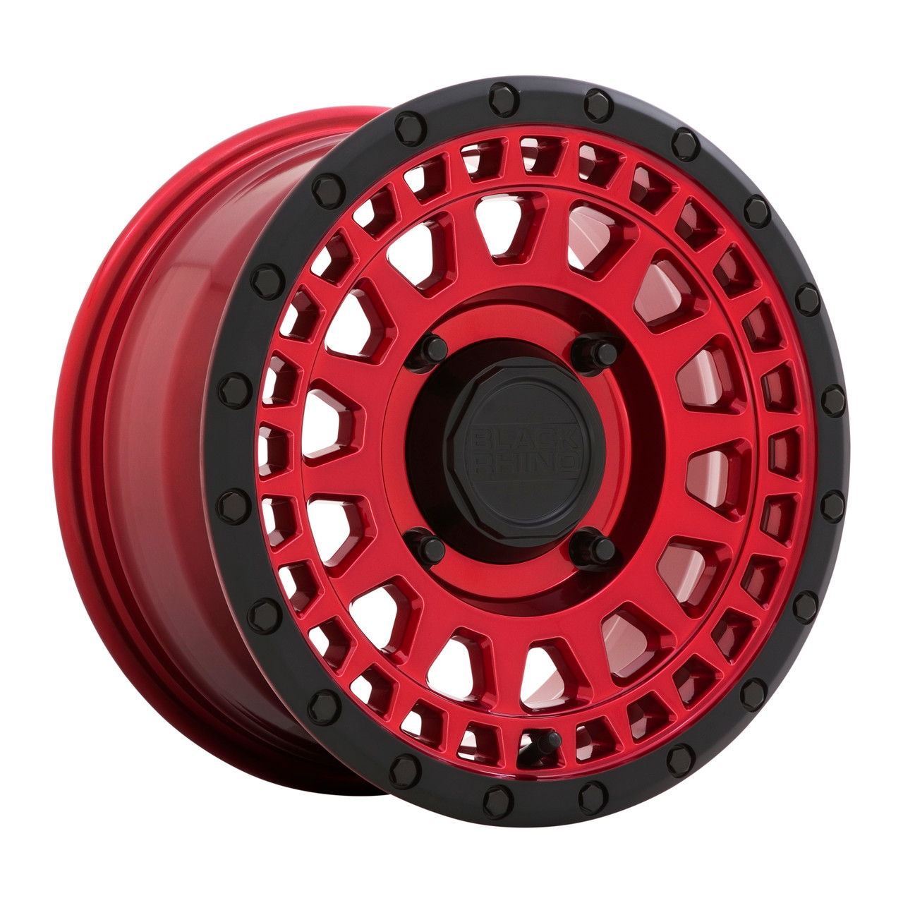 Set 4 Black Rhino Powersports Parker Utv 15x7 4x110 Red Black Wheels 15" 51mm