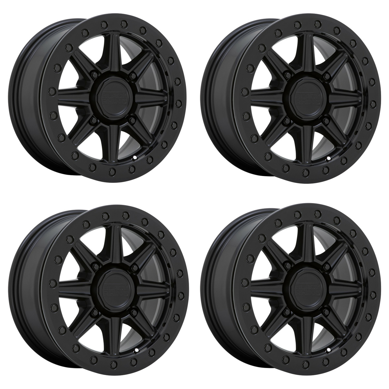 Set 4 Black Rhino Powersports Webb Utv Beadlock 15x7 4x110 Black Wheels 15" 36mm