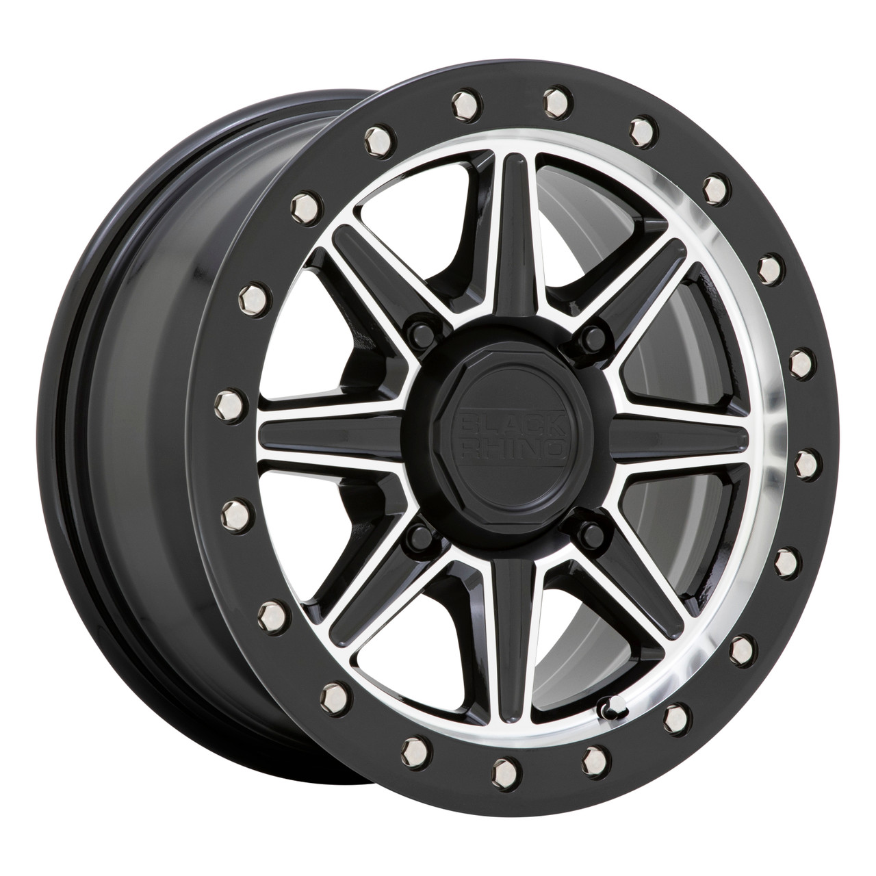 Set 4 Black Rhino Powersports Webb UTV 14x7 4x110 Black Machined Wheels 14" 51mm