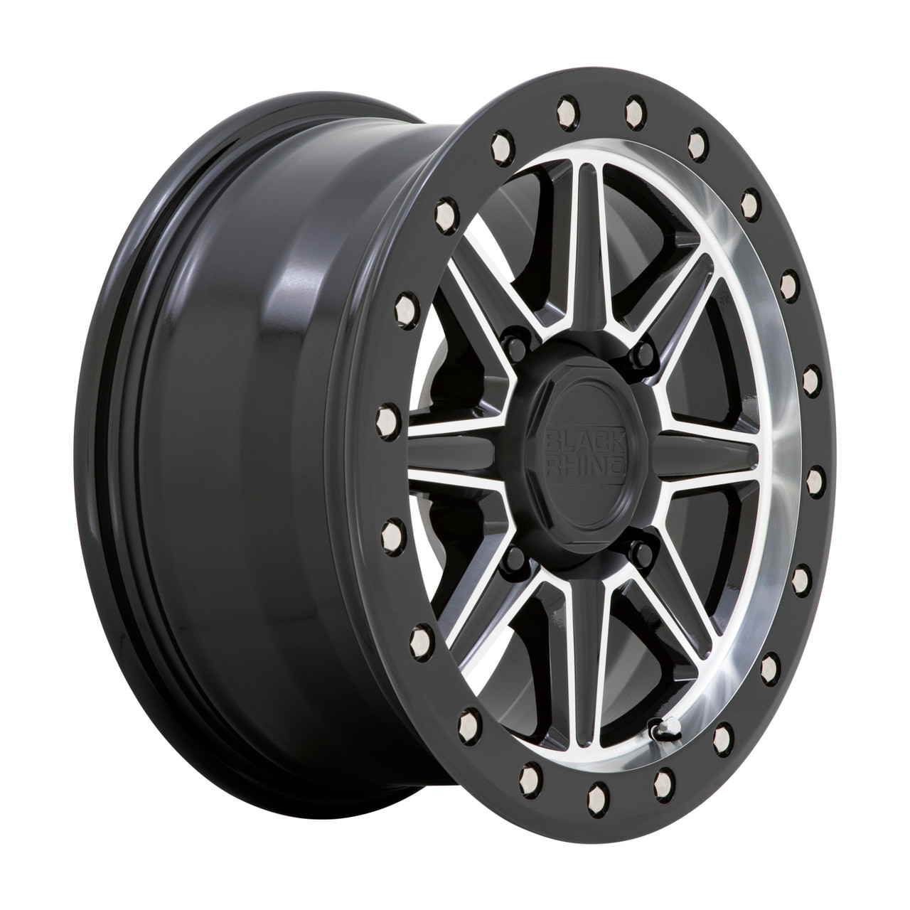 Set 4 Black Rhino Powersports Webb UTV 14x7 4x110 Black Machined Wheels 14" 51mm