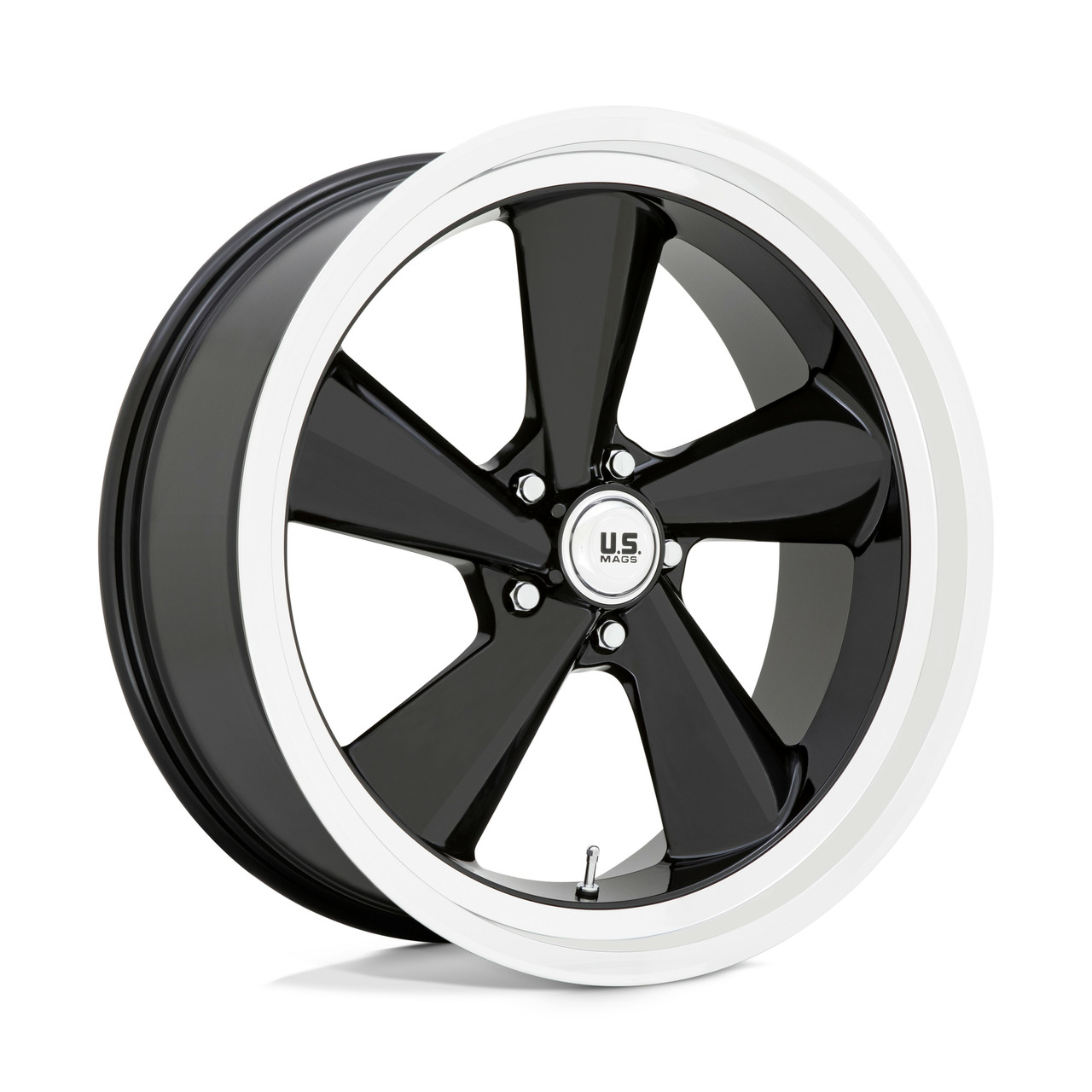 Set 4 US Mag U136 TS 22x9 5x5 Gloss Black Diamond Cut Lip Wheels 22" 15mm Rims