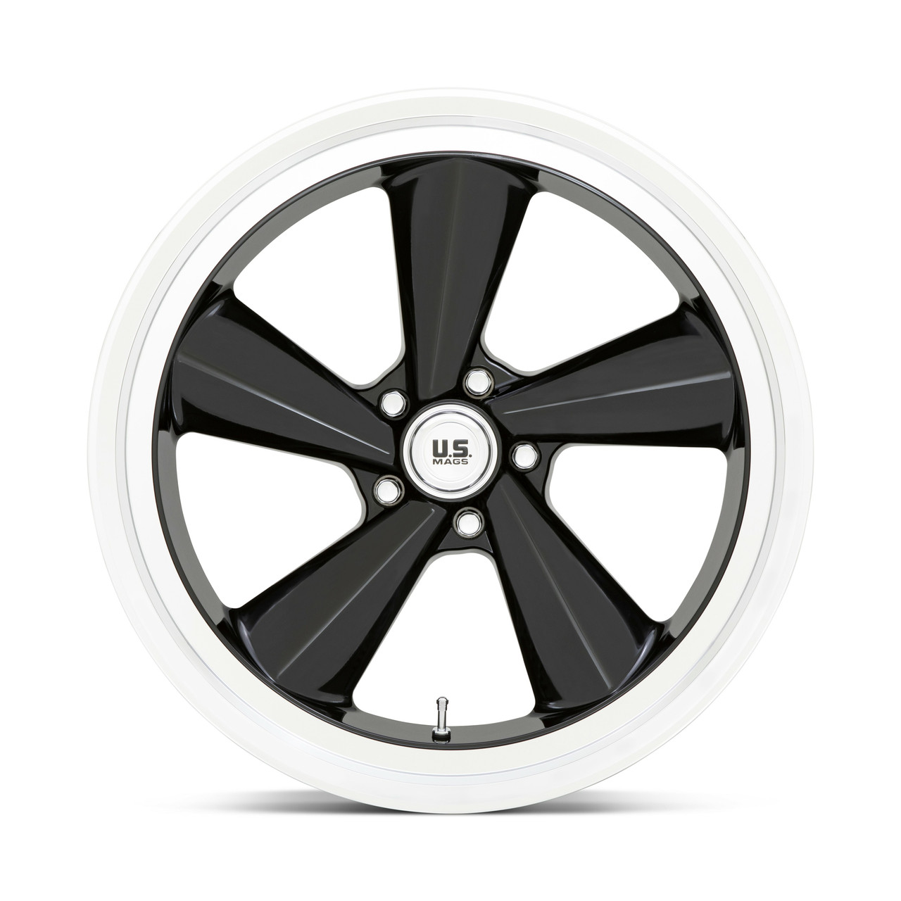 Set 4 US Mag U136 TS 22x10.5 5x5 Gloss Black Diamond Cut Lip Wheels 22" 0mm Rims