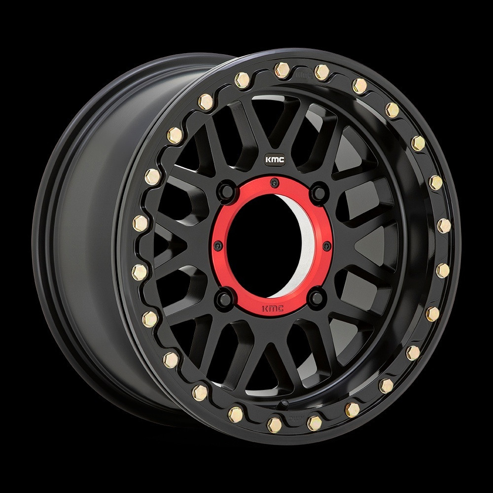 Set 4 KMC Powersports Ks235 Grenade Beadlock 14x7 4x137 Black Wheels 14" 10mm