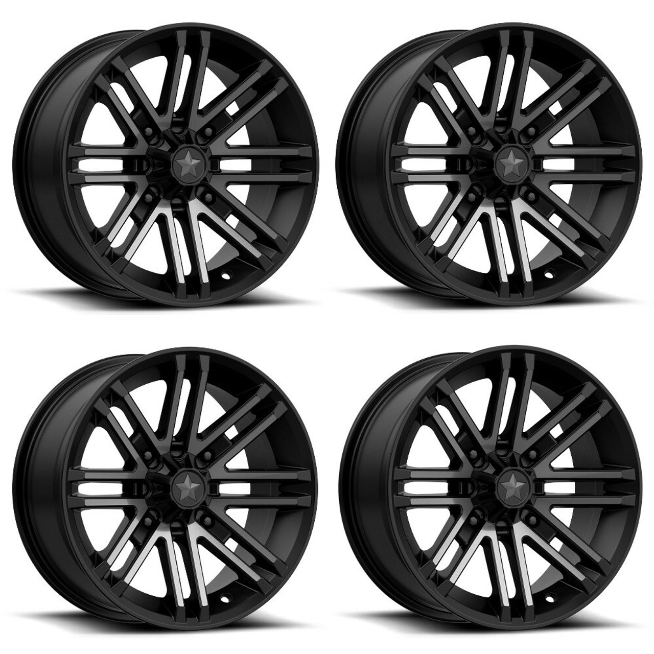 Set 4 MSA Offroad M40 Rogue 14x7 4x156 Black Titanium Tint Wheels 14" 10mm Rims