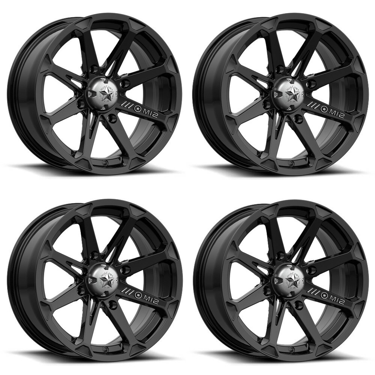 Set 4 MSA Offroad M12 Diesel 22x7 4x156 Gloss Black Wheels 22" 10mm Rims