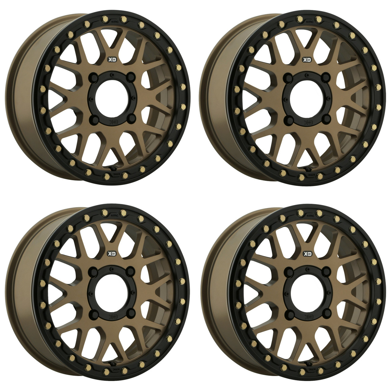 Set 4 KMC Powersports Ks235 Grenade Beadlock 15x6 4x156 Bronze Wheels 15" 38mm