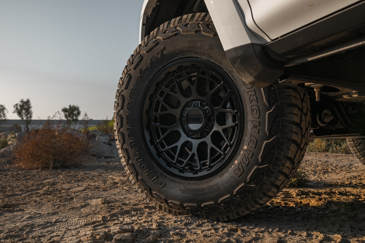 Set 4 KMC KM722 Technic 17x8.5 6x5.5 Satin Black Wheels 17" 0mm Rims