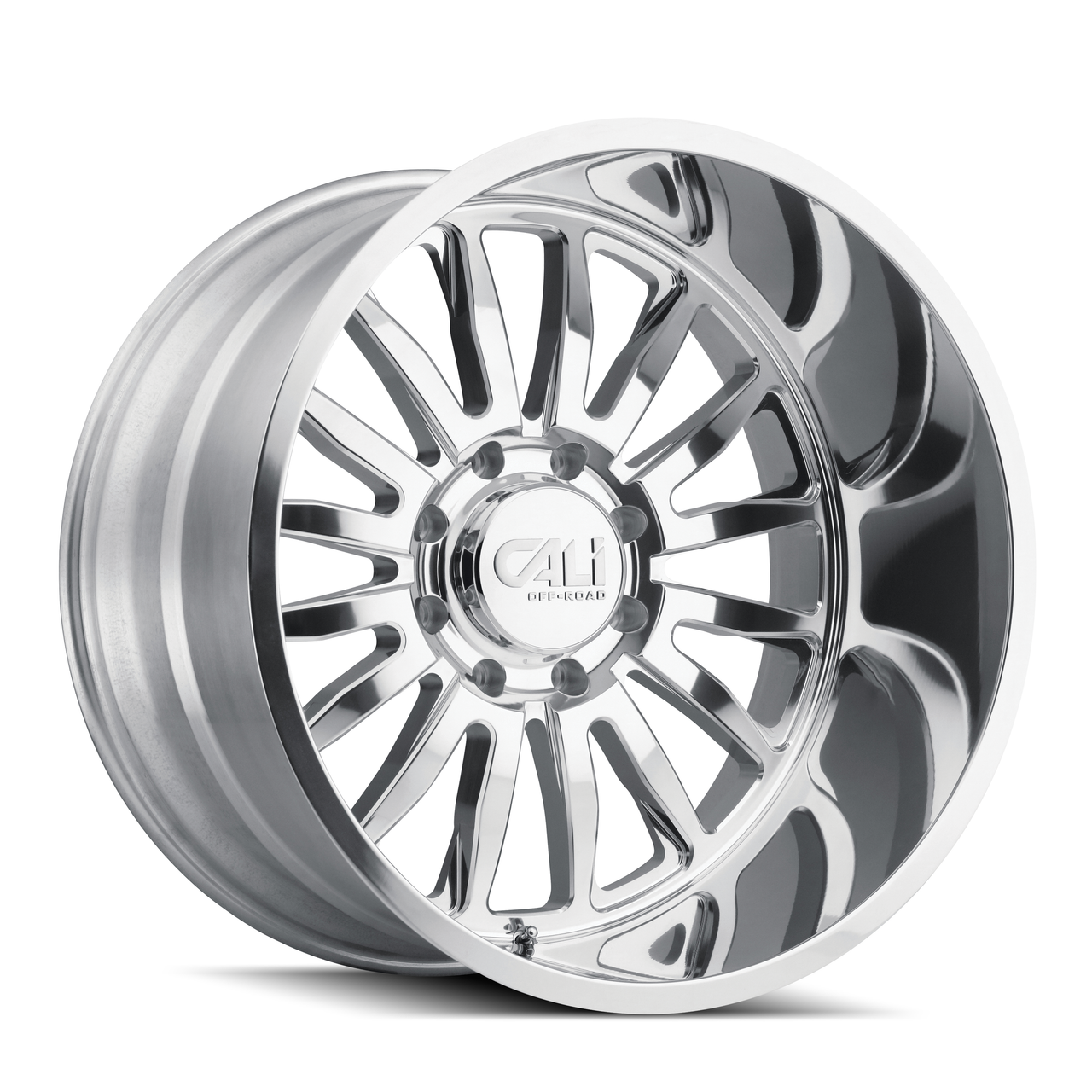 Set 4 22" Cali Off-Road Summit 22x10 Polished Milled Spokes 6x5.5 Wheels 0mm Rim