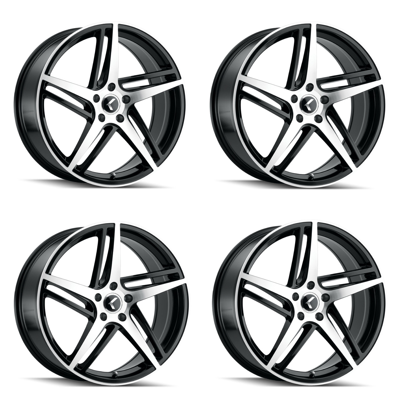 Set 4 17" Kraze Milano 17x8 Black Machined 5x4.5 Wheels 38mm Truck Suv Rims
