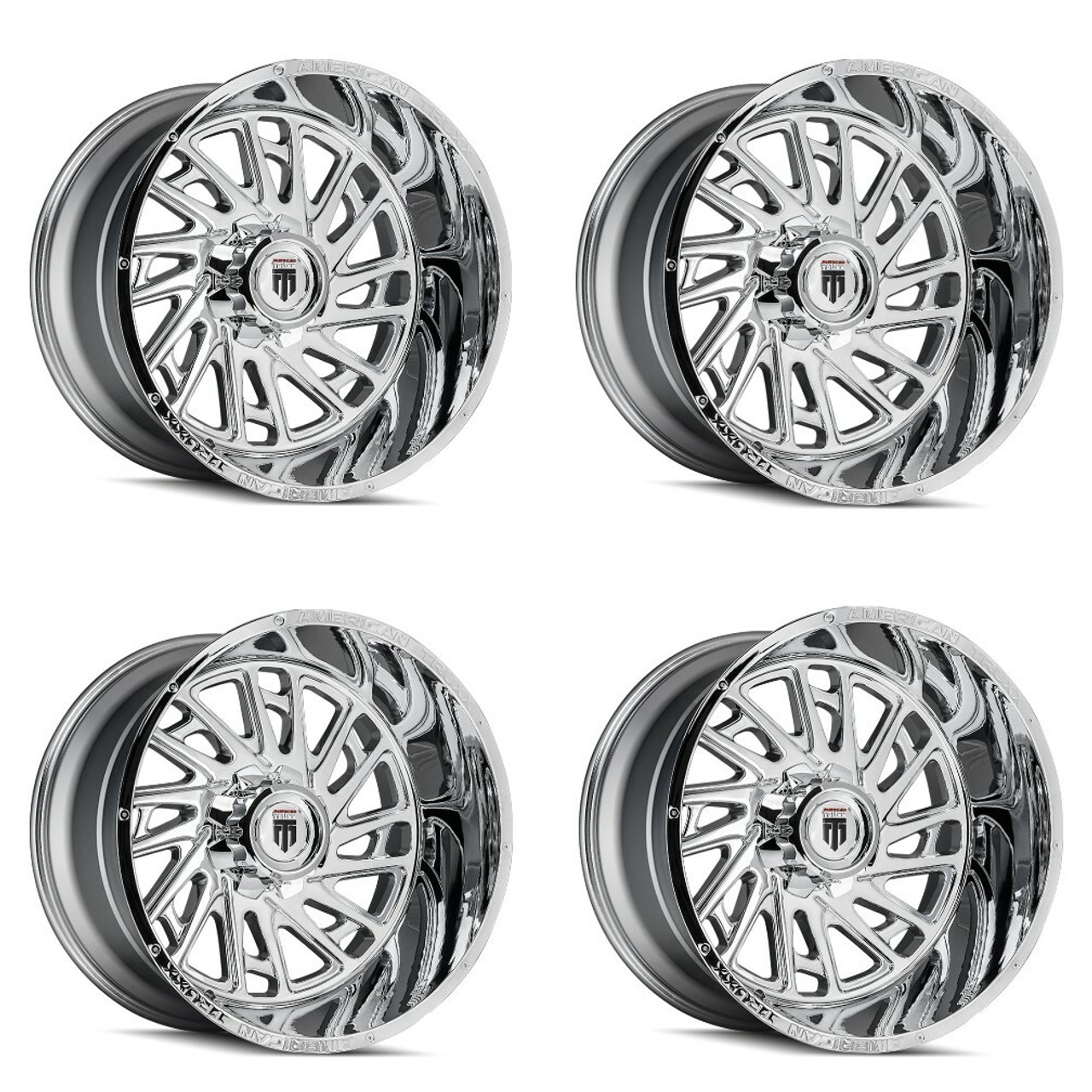 Set 4 22" American Truxx Blade 22x12 Chrome 6x135 6x5.5 Wheels -44mm Lifted Rims