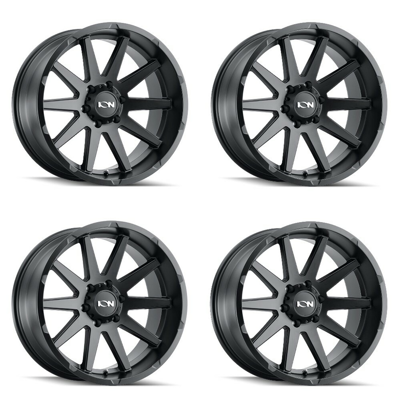 Set 4 17" Ion 143 17x9 Matte Black 6x5.5 Wheels -12mm Lifted Truck Rims