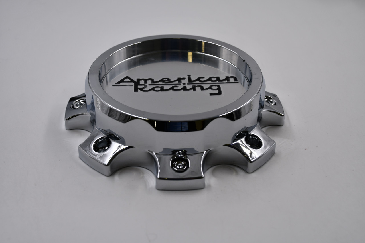American Racing Chrome w/ Black Lettering Wheel Center Cap Hub Cap CAP-AX204-FRONT-B-C3 6.75" 6-3/4"OD Dually for AR204 Baja Dually