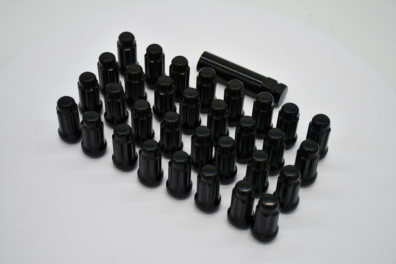 M14x1.5 Spline Lug Nuts Black – 6 Spline 32pc Set with Key