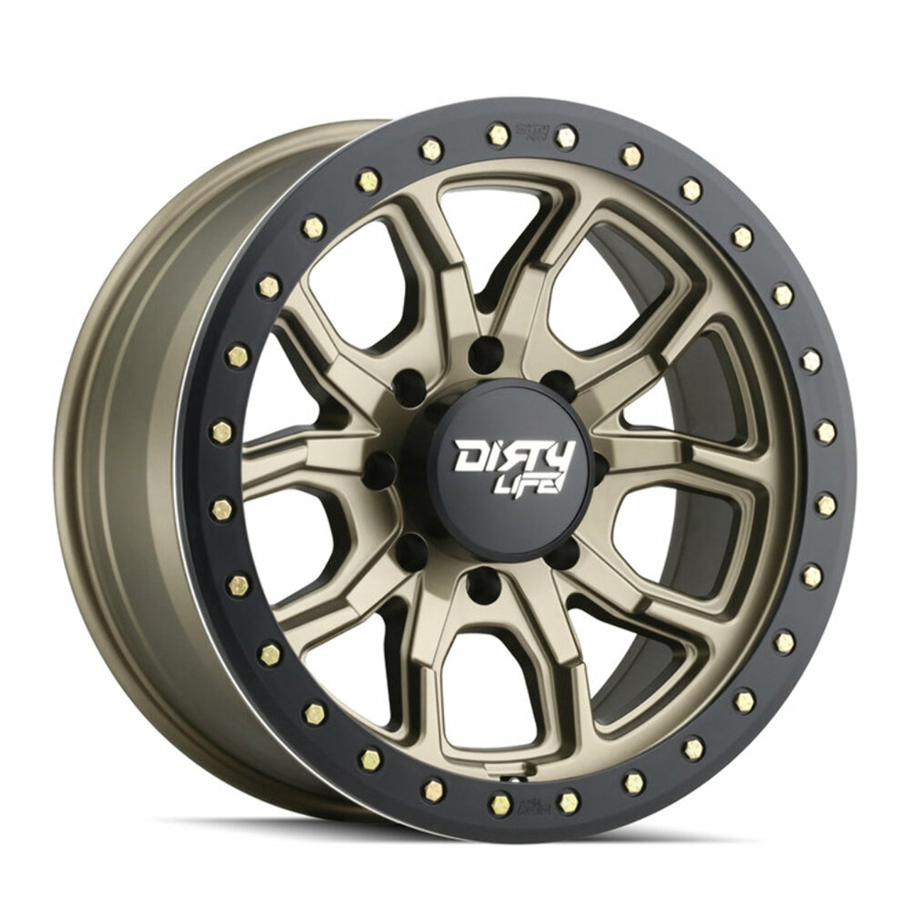 Set 4 17" Dirty Life Dt-1 17x9 Satin Gold W Simulated Ring 8x170 Wheels -12mm