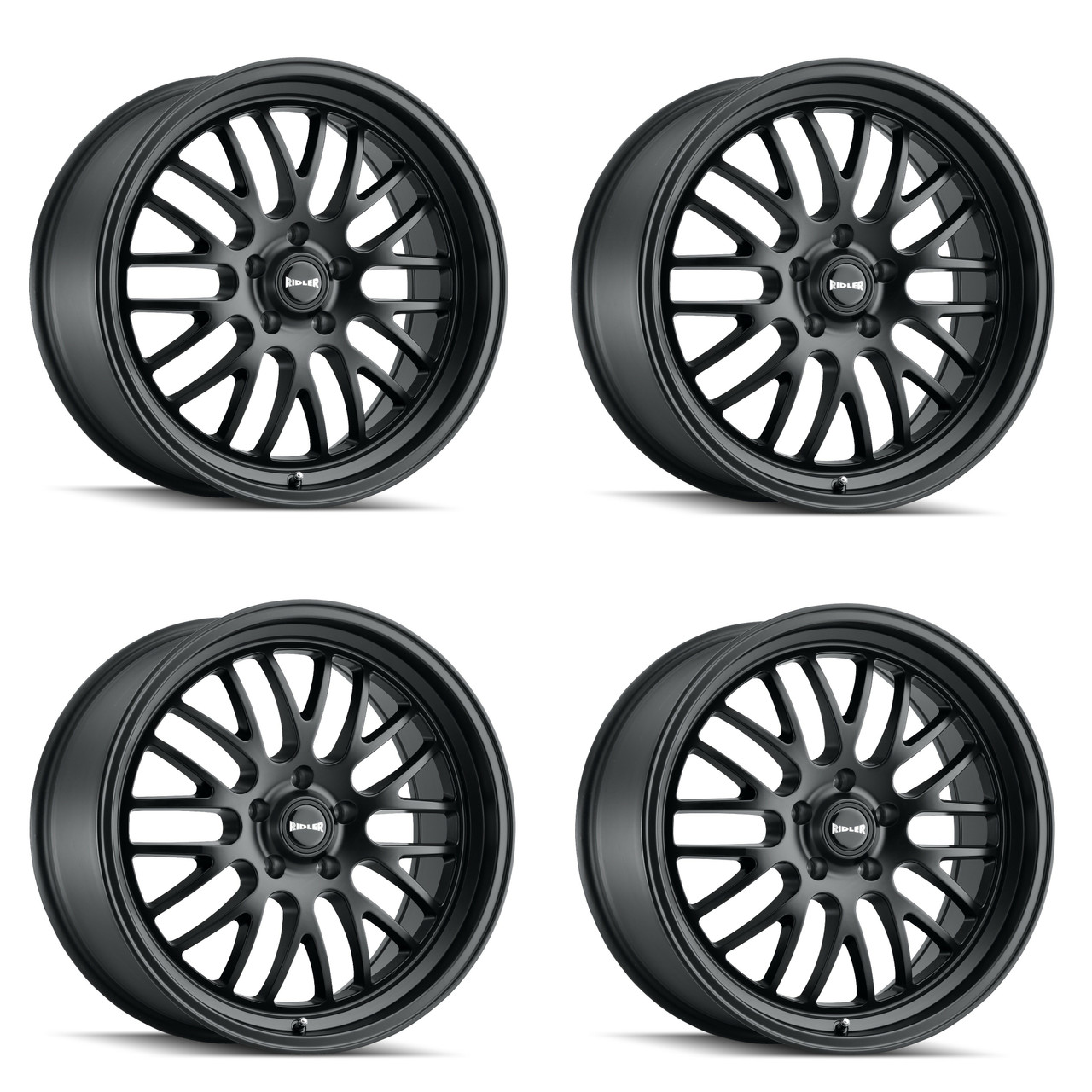 Set 4 18" Ridler 607 18x9.5 Matte Black 5x4.75 Wheels 6mm Rims