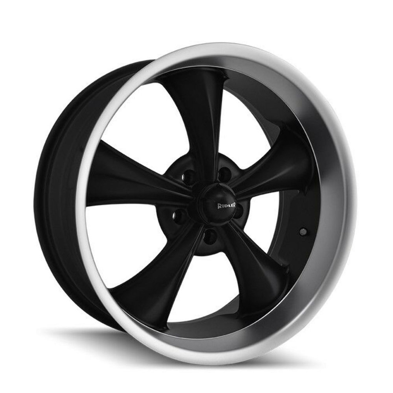 Set 4 17" Ridler 695 17x8 Matte Black Machined Lip 5x4.75 Wheels 0mm Rims