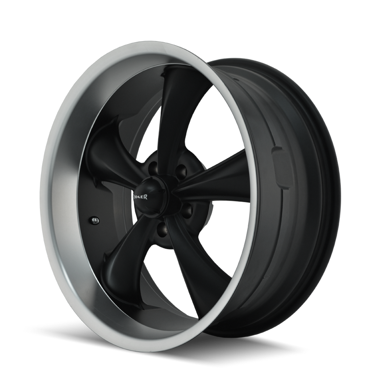 Set 4 17" Ridler 695 17x8 Matte Black Machined Lip 5x4.75 Wheels 0mm Rims